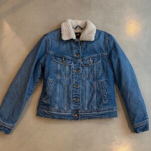Lee Blue Denim Jacket with Cream Sherpa Collar